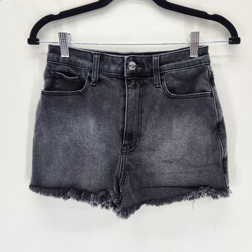 Hollister Ultra High Rise Mom Black Short Womens Size 1 Raw Hem